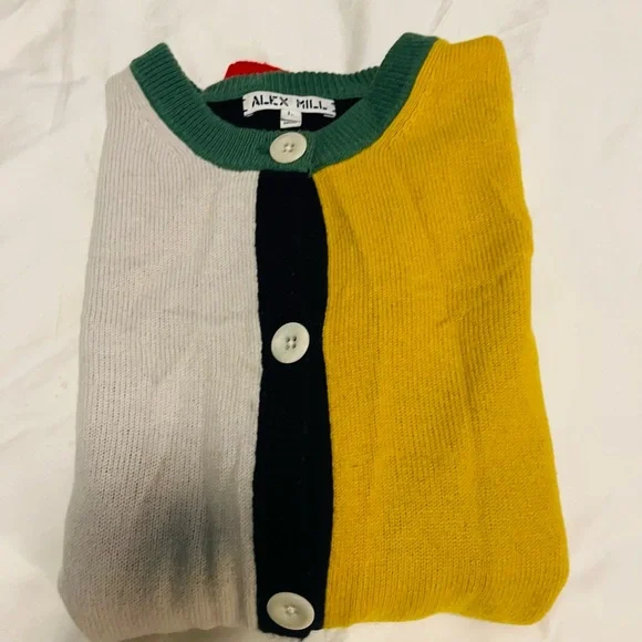 Alex Mill Colorblock Cardigan - Red, Cream, Yellow, Blue, Green - Picture 6 of 7